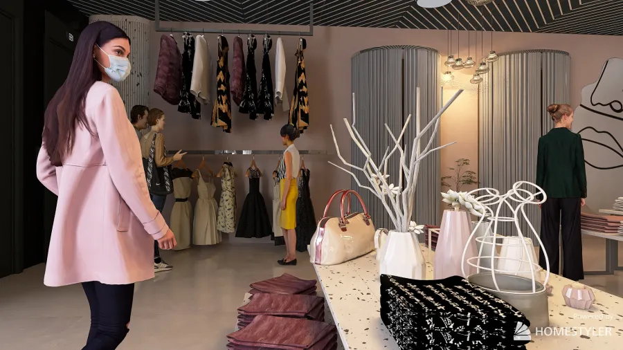 Clothes shop 1 3d design renderings