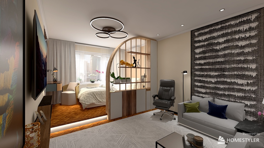 Вітальня /Спальня 2 3d design renderings