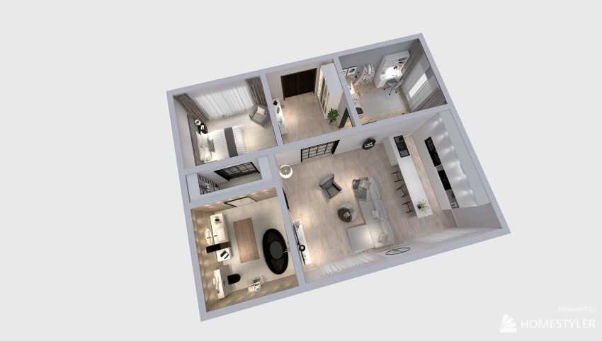 SMALL FAMILY APARTMENT 3d design picture 102.75