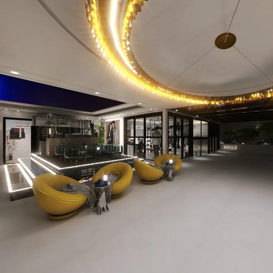 Lobby lounge 3d design renderings