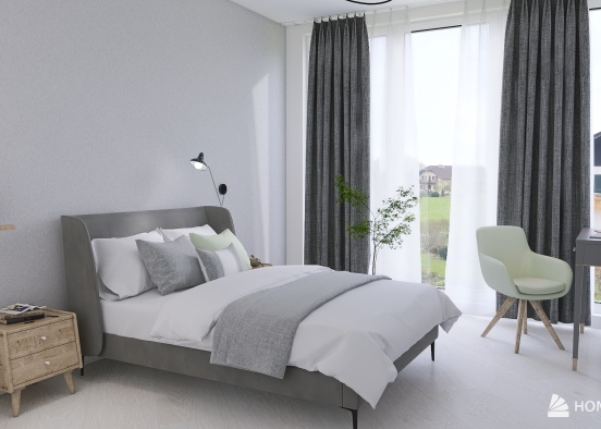 Scandy style bedroom for Alena. Design Rendering