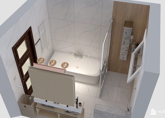 Biela Kúpelňa s hnedou vaňou Design Rendering
