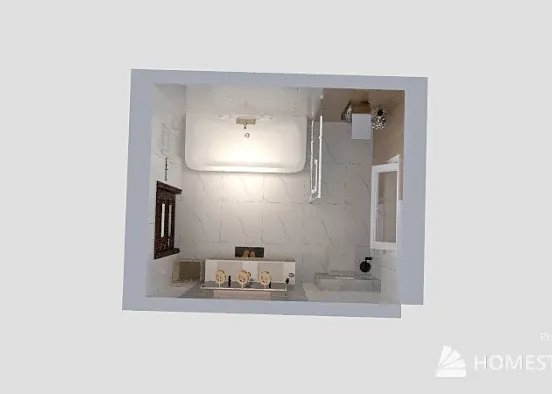 Biela Kúpelňa, sivá stena Design Rendering