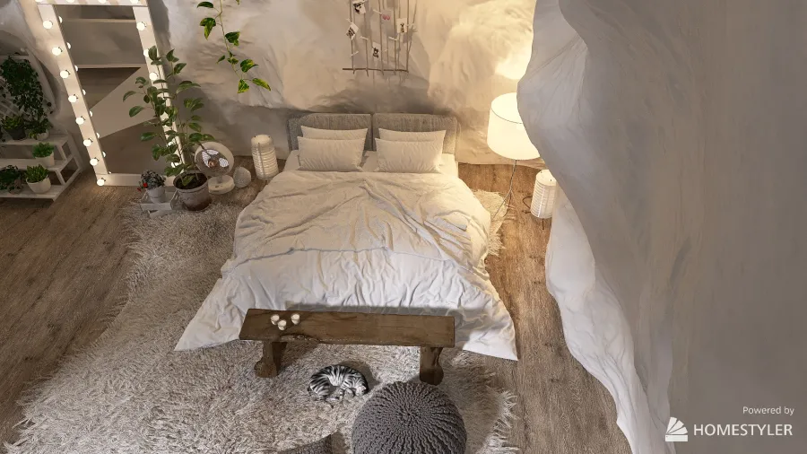 Scandi/Boho bedroom 3d design renderings