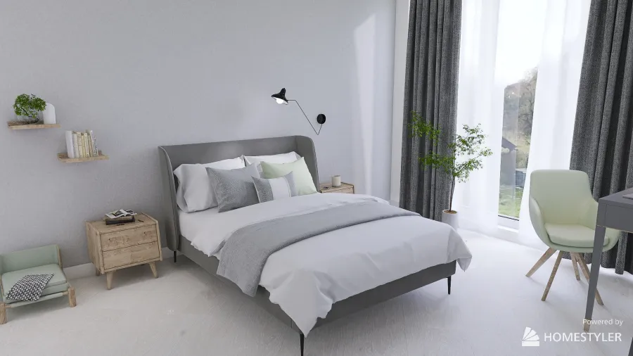 Scandy style bedroom for Alena. 3d design renderings