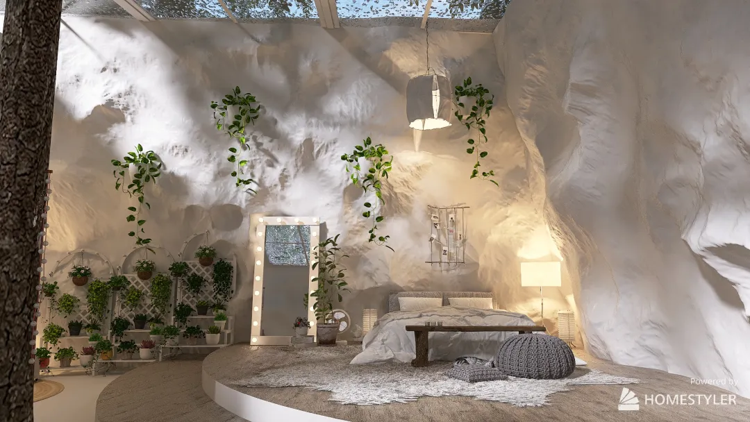 Scandi/Boho bedroom 3d design renderings