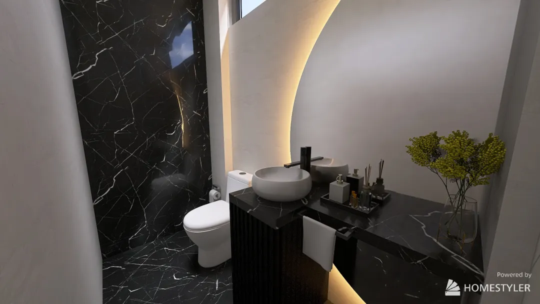 Baño de visitas opción 1 3d design renderings