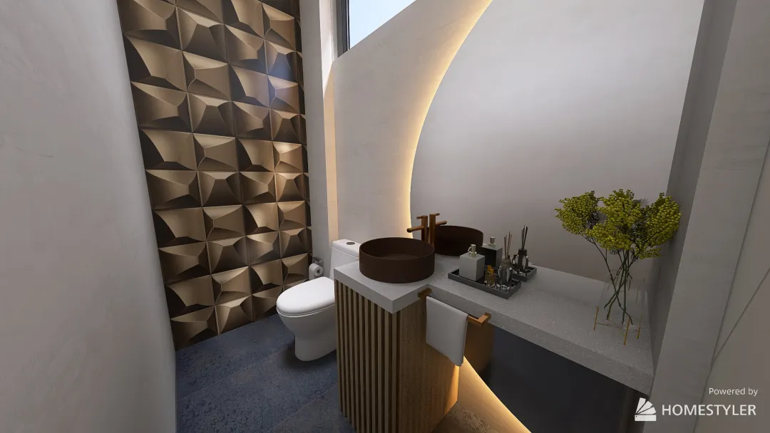 Baño de visitas opción 2 3d design renderings