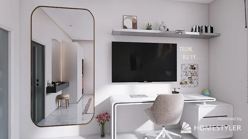 Quarto feminino 3d design renderings