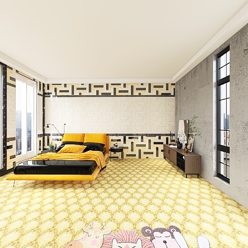 Copy of Room 2- Bold Colors and Geometry Design Rendering
