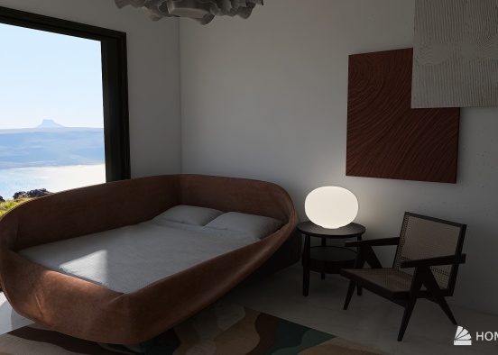 80s bedroom with ocean view Design Rendering
