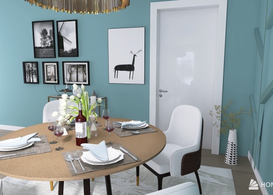 Dining room with feature wall Design Rendering