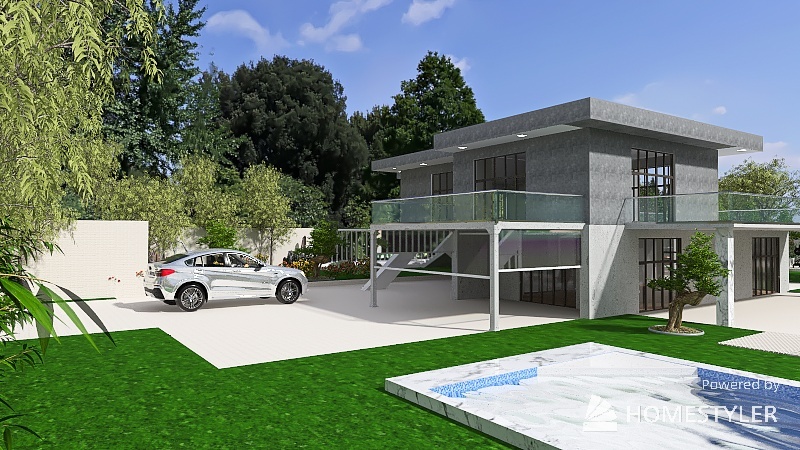 casa moderna con multipiscine 3d design renderings