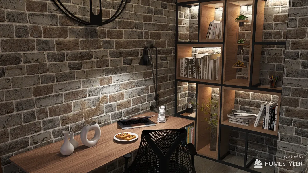 Modern Industrial Home Office 3d design renderings