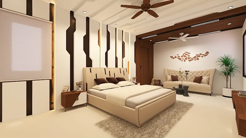 mukesh ji master bedroom second option 3d design renderings