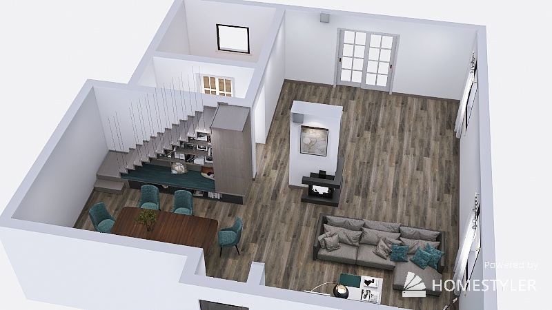 zona living e cucina 3d design renderings