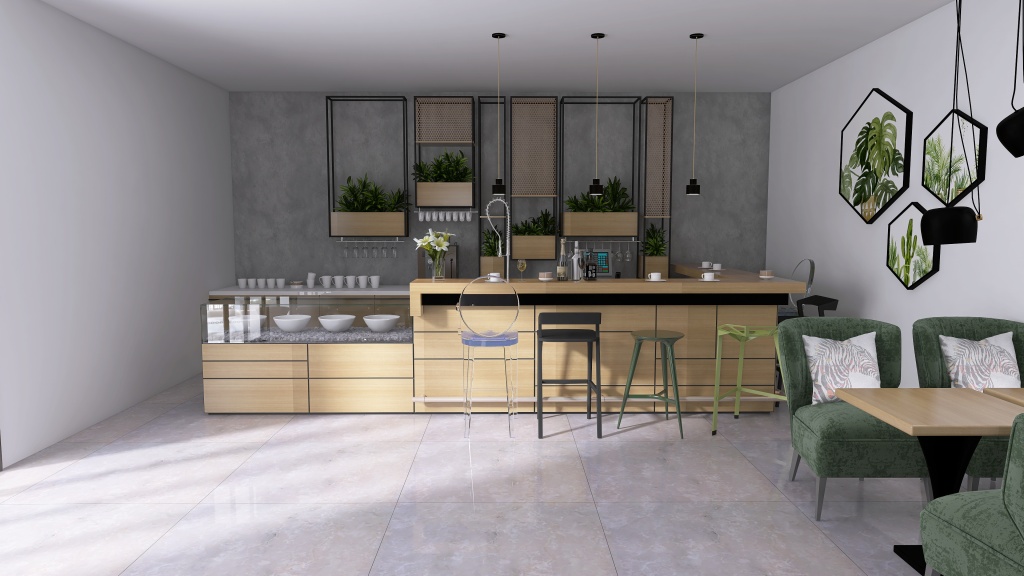 Kavárna 3d design renderings