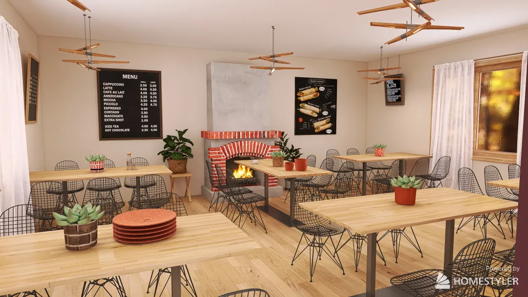 Cozy fall lunchroom 3d design renderings