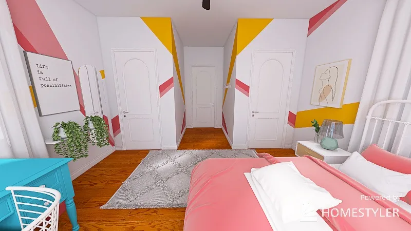 Bright Bedroom 3d design renderings