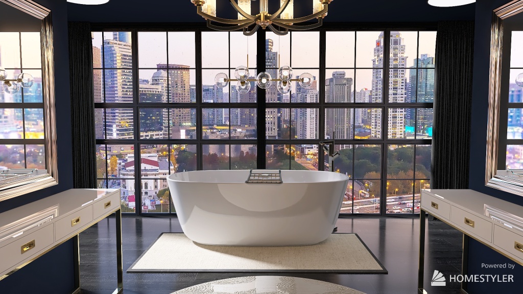 Modern Bathroom (city view) 3d design renderings