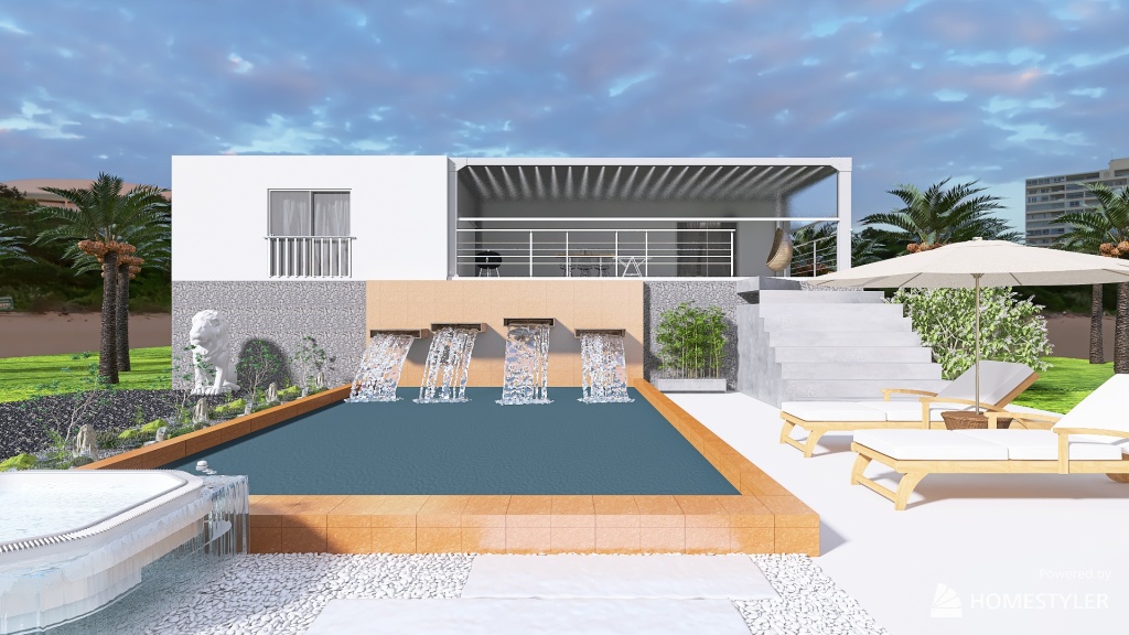 Single house near the beach 3d design renderings