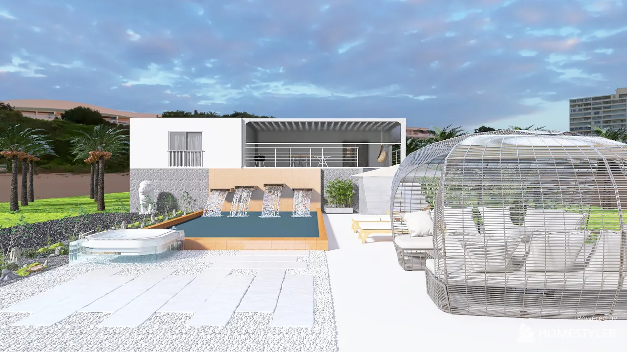 Single house near the beach 3d design renderings