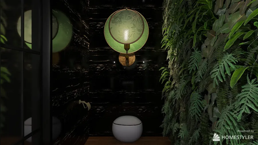 Luxury Green Loft at Night 3d design renderings
