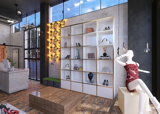 Industrial fashion store Design Rendering