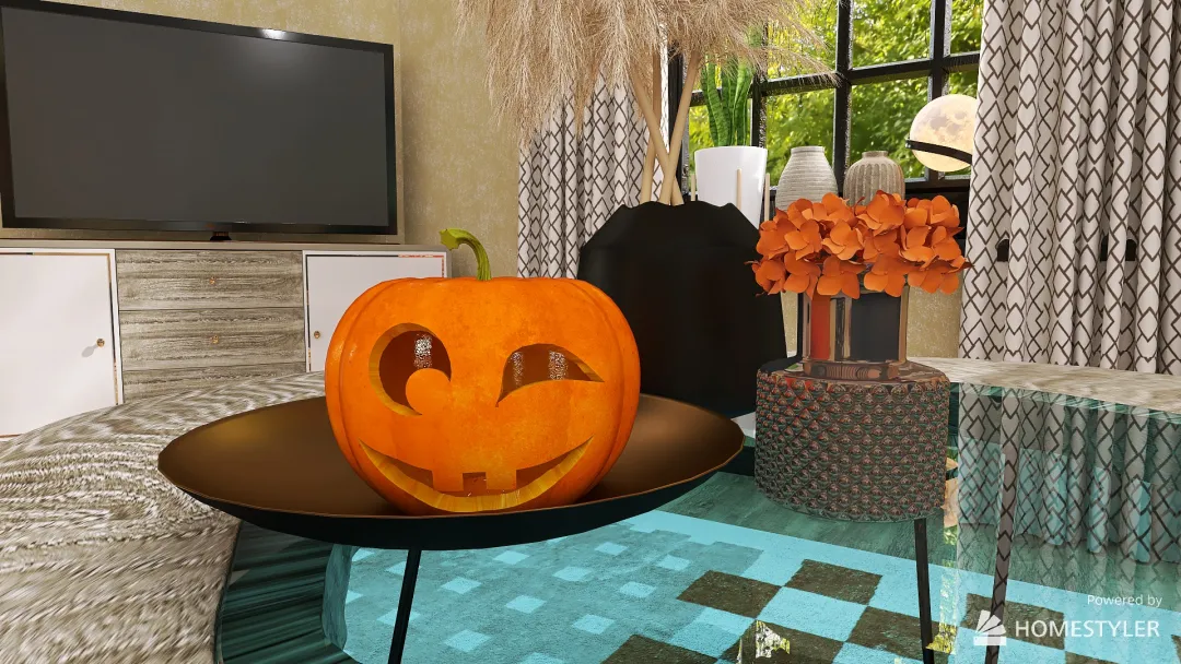 Autumn and Halloween inspired Room 3d design renderings