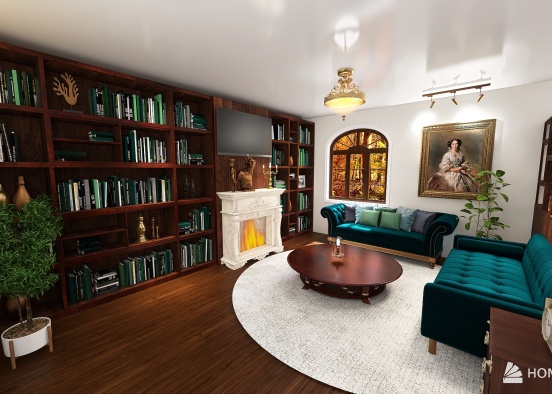 Renaissance  Livingroom and Study Design Rendering