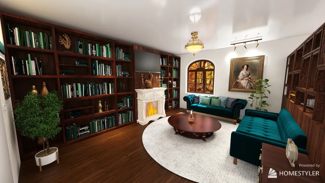 Renaissance  Livingroom and Study 3d design renderings