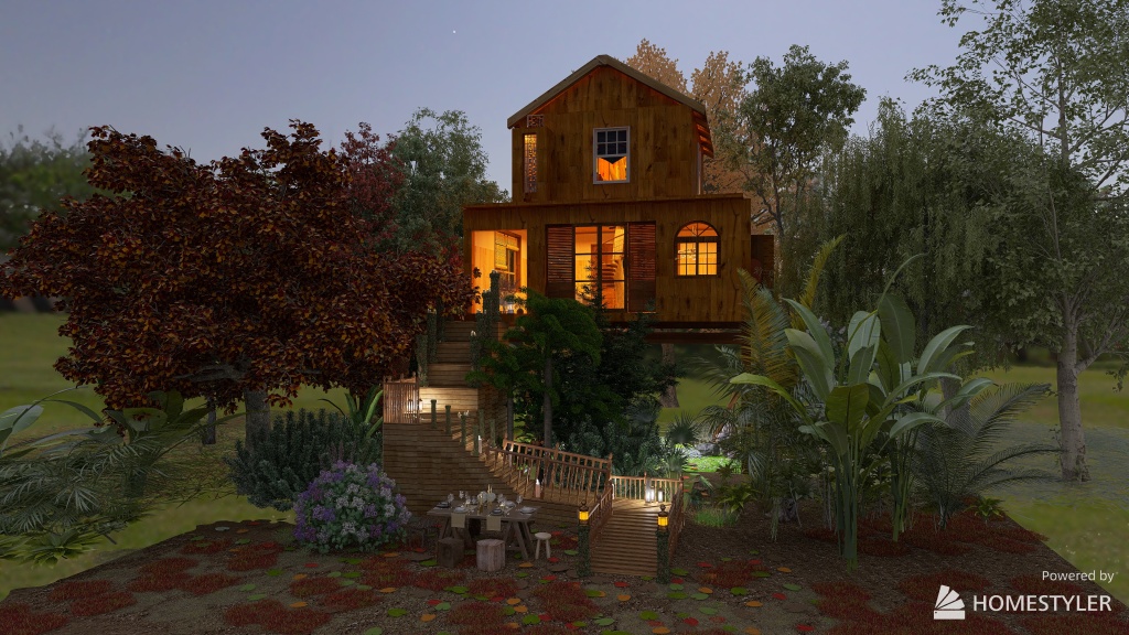 Autumn room for the web - in the middle of the woods 3d design renderings