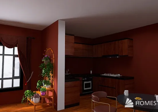 Autumn Kitchen and Living Design Rendering