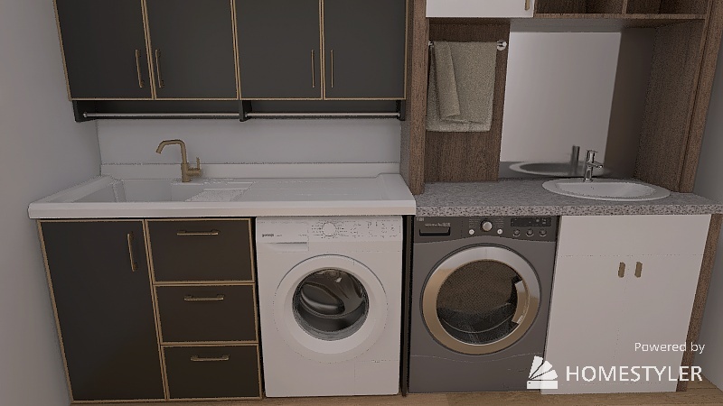living room/kitchen/laundry 3d design renderings