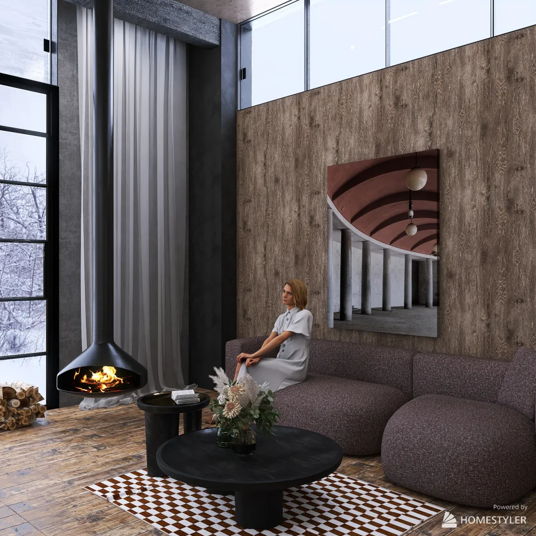 1 room apartment 3d design renderings