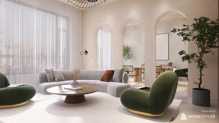 Scandinavian Design- Living & Dining Room 3d design renderings