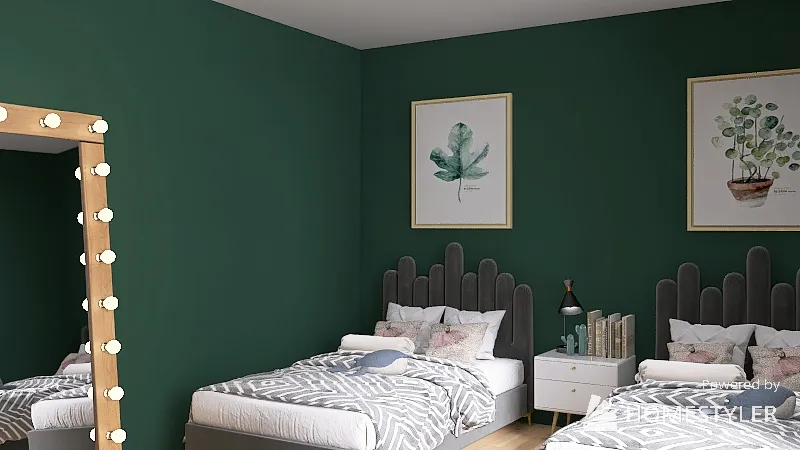 Sage green apartment 3d design renderings