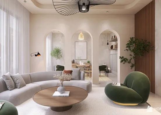 Scandinavian Design- Living & Dining Room Design Rendering
