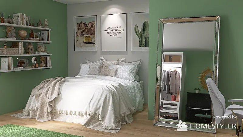 Sage green apartment 3d design renderings
