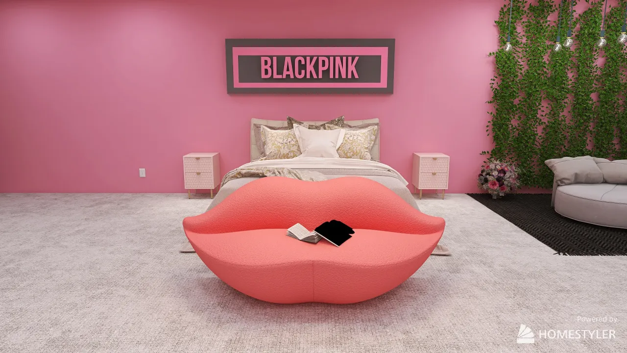 BlackPink bedroom 3d design renderings