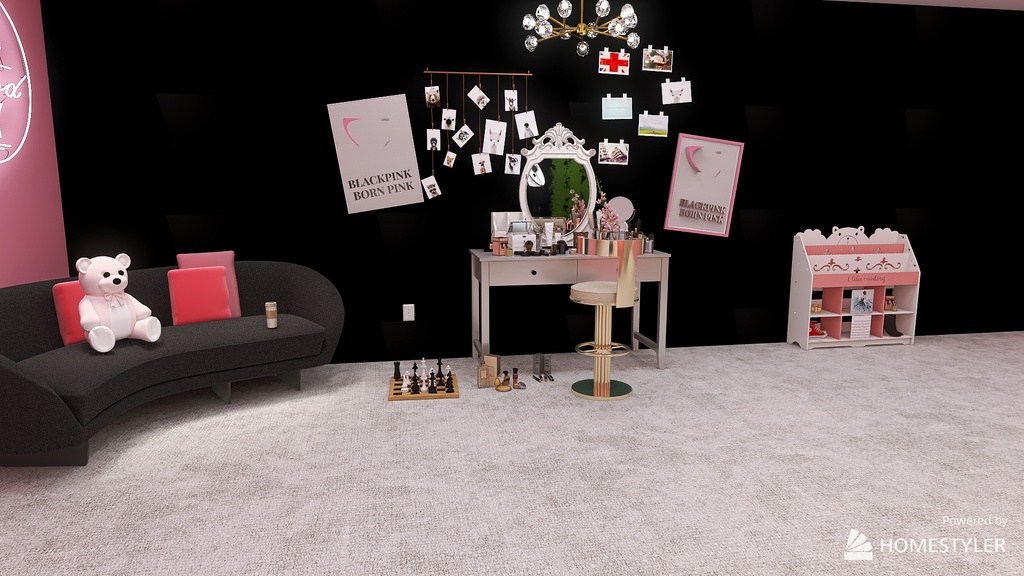 BlackPink themed bedroom 3d design renderings