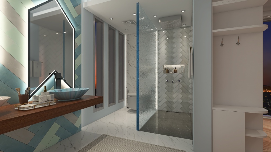 Copy of Master Dressing And Bathroom 3d design renderings