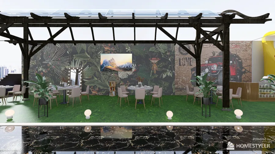Open Air Cafe                                              . 3d design renderings