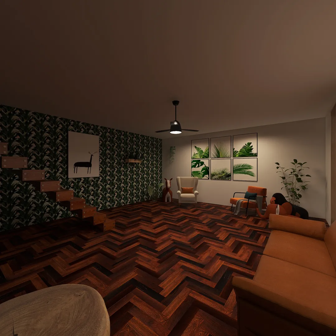 Africa Inspired Room 3d design renderings