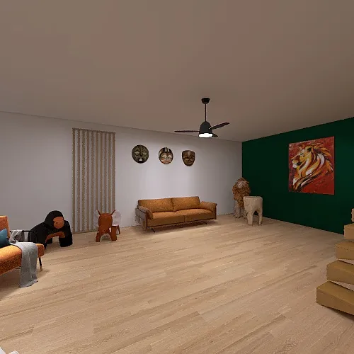 African Safari Inspired Livingroom 3d design renderings