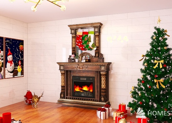 Christmas Livingroom Design Rendering