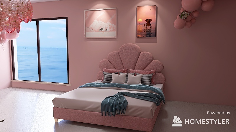 Flamingo Color Pink Room 3d design renderings