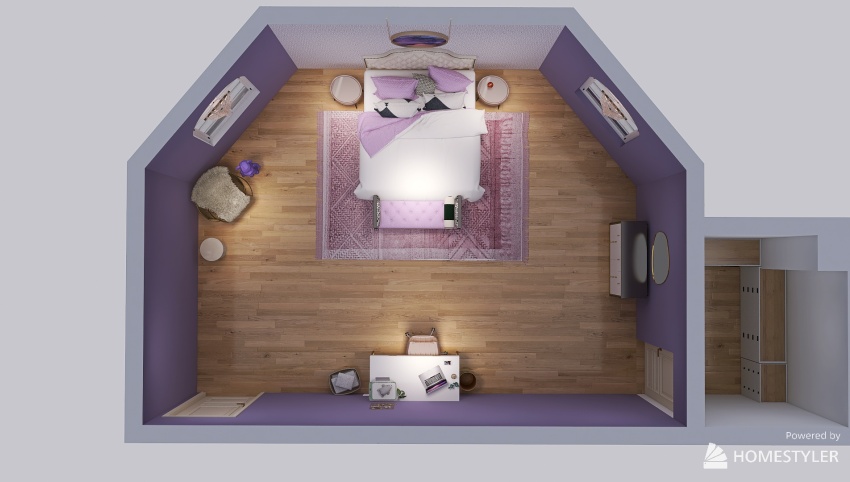 Forest Green Nursery  & Purple Bedroom 3d design picture 74.32