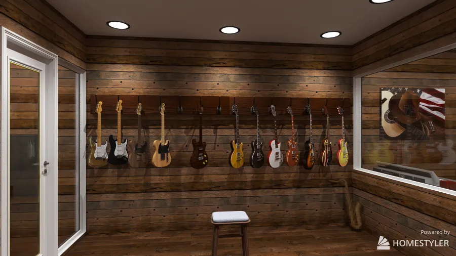 Music Studio Live Room 3d design renderings