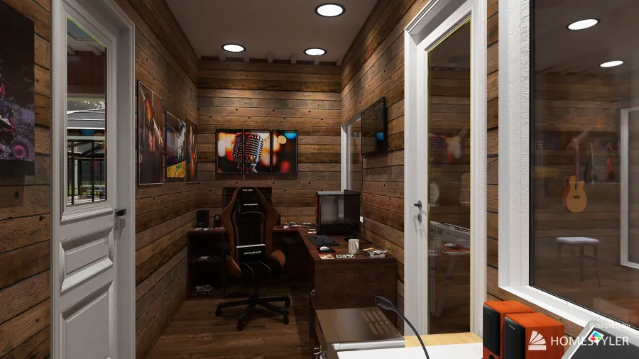 Music Studio Control Room 3d design renderings